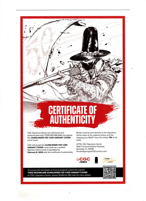 Gunslinger Spawn #50 (Cvr G) (2026) (1:250) Todd McFarlane Incentive Signed B&W Variant