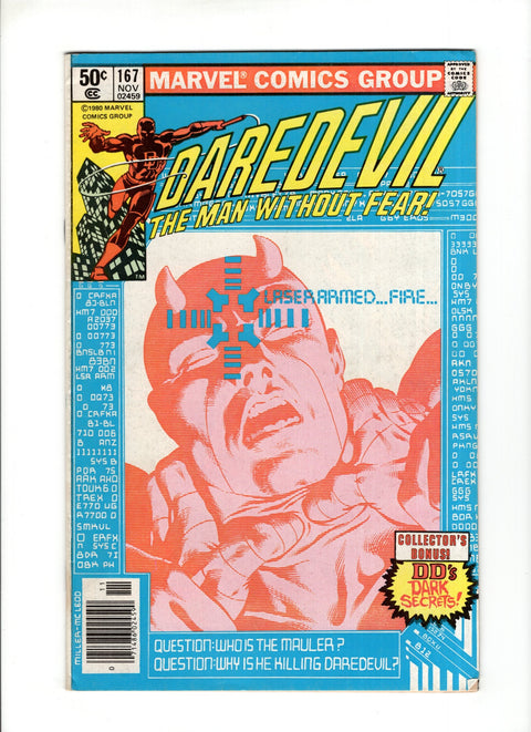 Daredevil, Vol. 1 #167B (1980) 1st Mauler Newsstand 1st Mauler Marvel Comics 1980