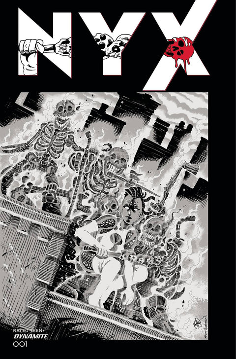 Nyx (Dynamite Entertainment) #1S 11 Copy FOC TMNT Homage B&W