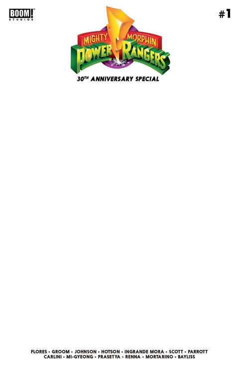 Mighty Morphin Power Rangers: 30th Anniversary Special 1E Comic Blank Variant Boom! Studios 2023