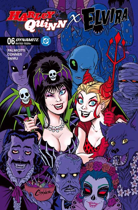 HARLEY QUINN X ELVIRA #6 CVR A AMANDA CONNER PARTY DYNAMITE Entertainment Amanda Conner, Jimmy Palmiotti Juan Samu, Amanda Conner Amanda Conner PREORDER