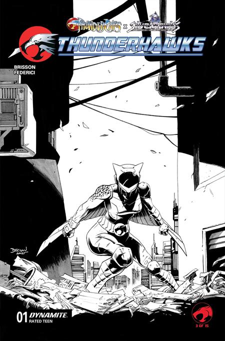 THUNDERCATS X SILVERHAWKS THUNDERHAWKS #1 CVR I INC 1:10 DECLAN SHALVEY LINE ART VAR DYNAMITE Entertainment Ed Brisson Vincenzo Federici Declan Shalvey PREORDER