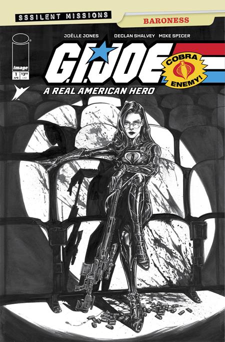 GI JOE A REAL AMERICAN HERO SSSILENT MISSIONS BARONESS #1 (ONE SHOT) CVR C INC 1:10 JOELLE JONES B&W VAR Image Comics Declan Shalvey, Joelle Jones Joelle Jones, Mike Spicer Joelle Jones PREORDER