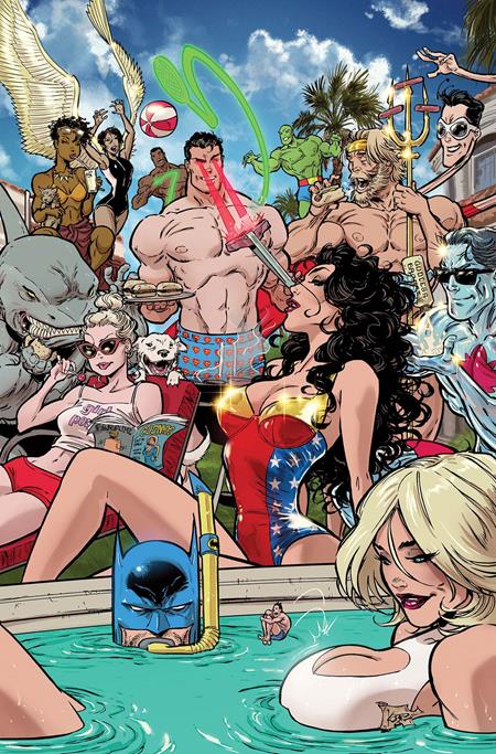 JUSTICE LEAGUE UNLIMITED #21 CVR F KAARE ANDREWS SWIMSUIT CARD STOCK VAR DC Comics Mark Waid Dan Mora Kaare Andrews PREORDER