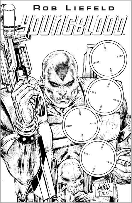 YOUNGBLOOD #100 2ND PTG CVR C B&W BLANK GUN SIGHT VAR Image Comics Rob Liefeld Rob Liefeld, Various Rob Liefeld PREORDER