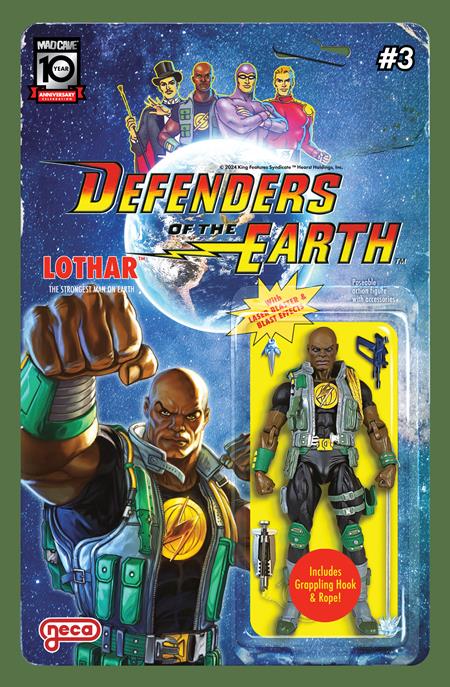 DEFENDERS OF THE EARTH #3 (OF 8) CVR B DJORDJE DJOKOVIC ACTION FIGURE COVER VAR Mad Cave Studios Dan DiDio Jim Calafiore Djordje Djokovic PREORDER