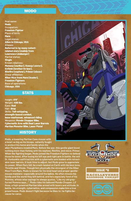 Biker Mice From Mars (Oni Press), Vol. 2 6 Comic Patrick Spaziante Handbook Variant Oni Press 2025