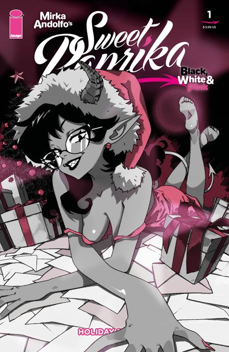 Mirka Andolfo's: Sweet Paprika - Black White & Pink Holiday Special 1 Comic Rachta Lin Variant Image Comics 2025