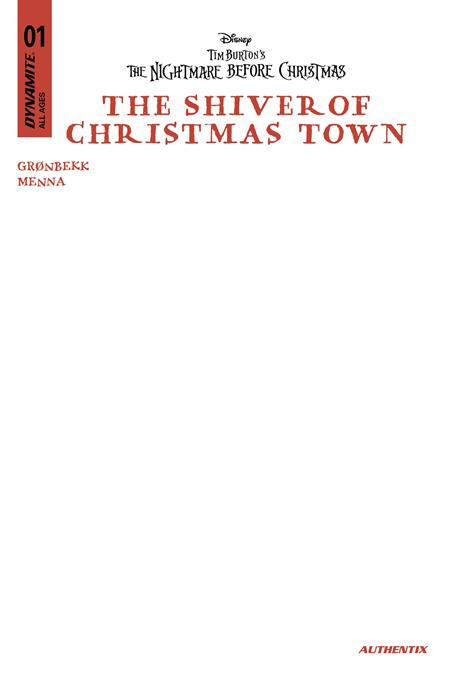 The Nightmare Before Christmas: The Shiver of Christmas Town 1 Comic Blank Variant Dynamite Entertainment 2026