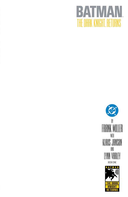 Batman: The Dark Knight Returns 1 Comic Facsimile Blank Variant DC Comics 2026