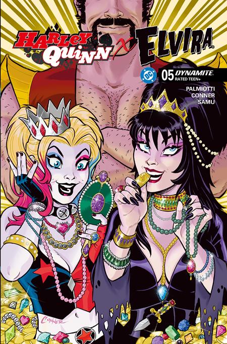 HARLEY QUINN X ELVIRA #5 CVR H INC 1:10 AMANDA CONNER JEWELS VAR DYNAMITE Entertainment Amanda Conner, Jimmy Palmiotti Juan Samu, Amanda Conner Amanda Conner PREORDER