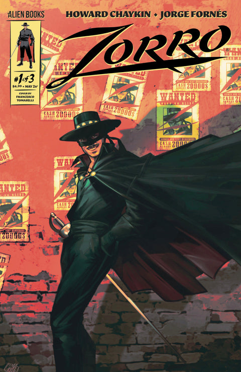 Zorro #1 Variant B (Tomaselli) IDW Publishing Howard Chaykin Jorge Fornés Francesco Tomaselli