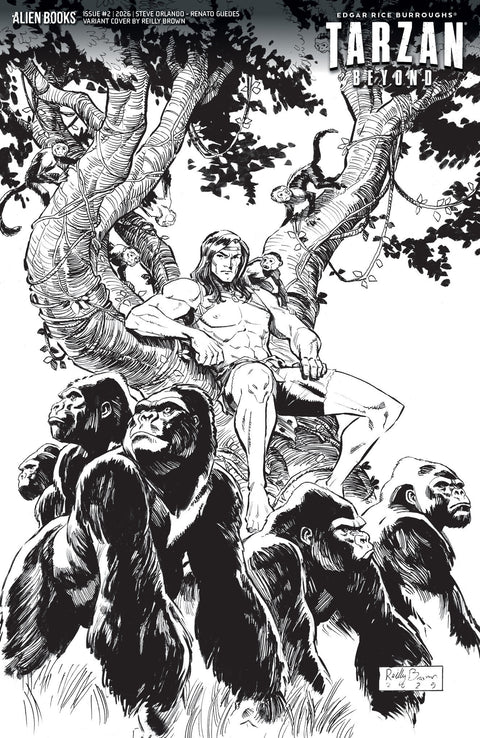 Tarzan Beyond #2 Variant D (Brown B&W) IDW Publishing Steve Orlando Renato Guedes Reilly Brown