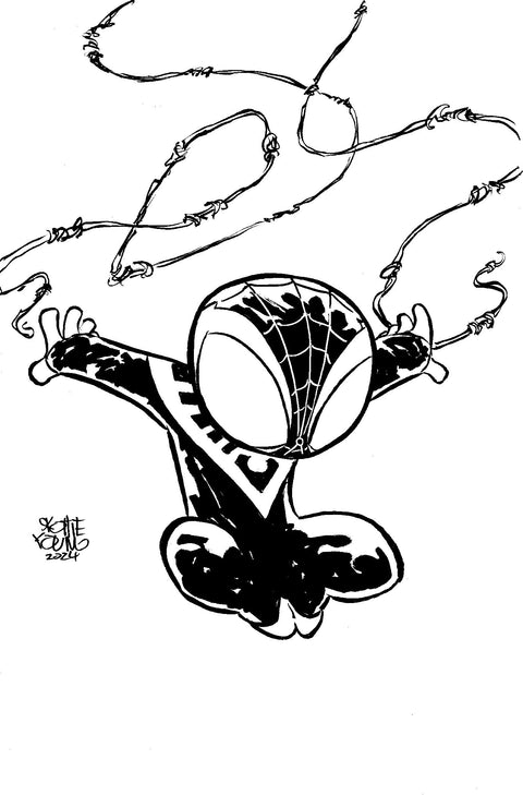 MILES MORALES: SPIDER-MAN #21 SKOTTIE YOUNG'S BIG MARVEL VIRGIN BLACK AND WHITE VARIANT [BH] 1:50 Marvel Cody Ziglar Travel Foreman Skottie Young