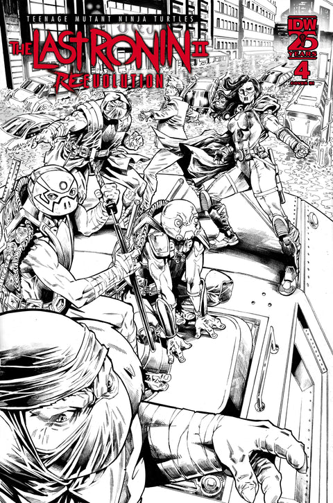 Teenage Mutant Ninja Turtles: The Last Ronin II--Re-Evolution #4 Variant RI (75)   (Escorzas B&W) 1:75 IDW Publishing Kevin Eastman Escorza Brothers Escorza Brothers