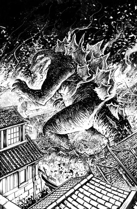 Godzilla: Here There Be Dragons II--Sons of Giants #1 Variant RI (10) (Smith B&W) 1:10 IDW Publishing Frank Tieri Inaki Miranda Gavin Smith