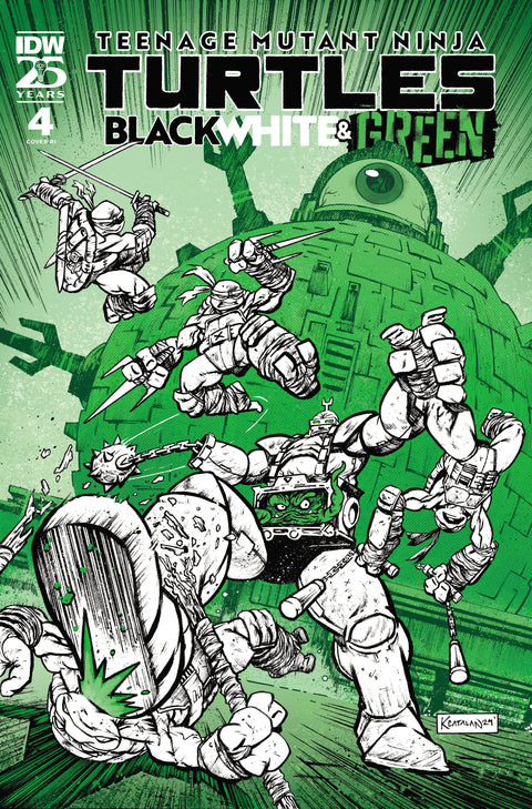 Teenage Mutant Ninja Turtles: Black, White, and Green #4 Variant RI (10) (Catalan Foil Variant) 1:10 IDW Publishing Jeremy Holt Sebastian Piriz Kevin Anthony Catalan