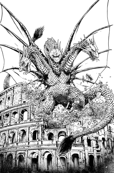 Godzilla: Here There Be Dragons II--Sons of Giants #5 Variant RI (10) (Smith B&W  Full Art) 1:10 IDW Publishing Frank Tieri Inaki Miranda Gavin Smith