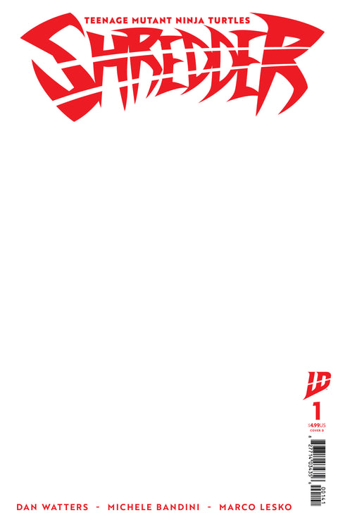 Teenage Mutant Ninja Turtles: Shredder 1 Comic Blank Variant IDW Publishing 2025