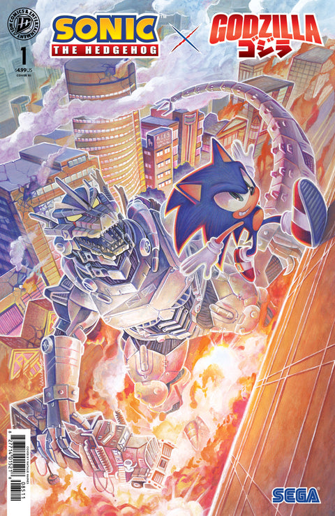 Sonic the Hedgehog x Godzilla #1 Variant RI (25) Foil (Haines) 1:25 IDW Publishing Nick Marino Jack Lawrence Natalie Haines