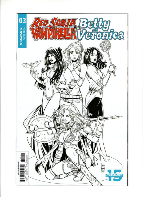 Red Sonja and Vampirella Meet Betty and Veronica #3 (Cvr G) (2019) 20 Copy Incentive Laura Braga Black & White  G 20 Copy Incentive Laura Braga Black & White  Buy & Sell Comics Online Comic Shop Toronto Canada