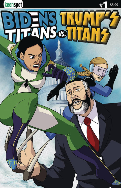 Bidens Titans Vs Trumps Titans 1 Comic AOC & Greta vs. Ted Keenspot Entertainment 2024