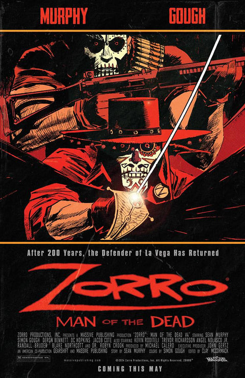 Zorro: Man of the Dead 4 Comic Movie Homage Variant Massive 2024