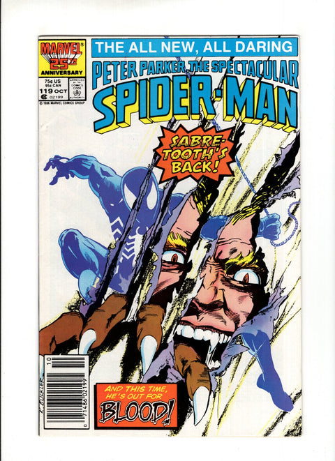 The Spectacular Spider-Man, Vol. 1 #119B Classic Sabretooth cover Marvel Comics 1986