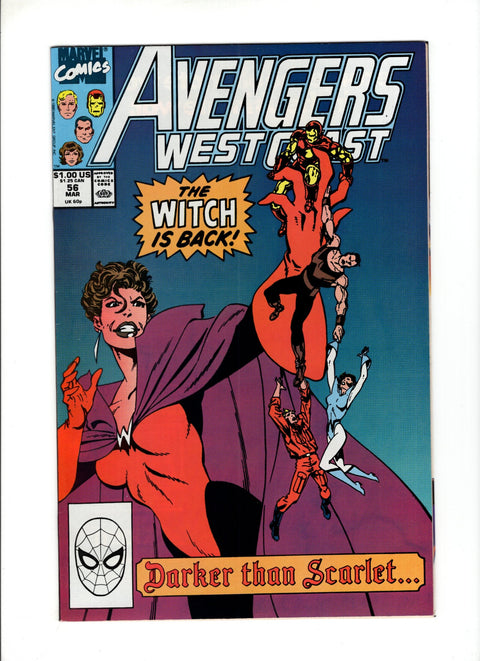 The West Coast Avengers, Vol. 2 #56A (1990) 1st Dark Scarlet Witch 1st Dark Scarlet Witch Marvel Comics 1990