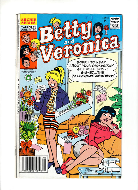 Betty & Veronica, Vol. 1 #52B (1992) Newsstand  Archie Comic Publications 1992