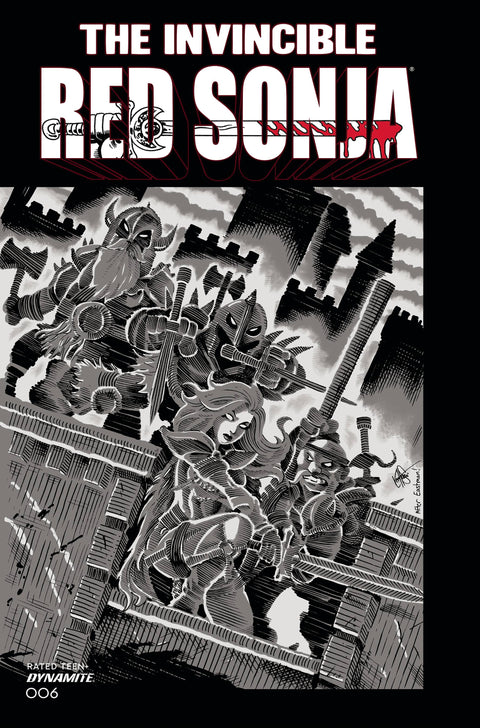 The Invincible Red Sonja #6R 1:11 TMNT B&W Homage Variant