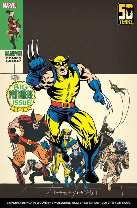 Captain America, Vol. 11 5C Comic Jim Rugg 50 Years of Wolverine Variant Marvel Comics 2024