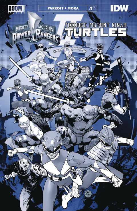 Mighty Morphin Power Rangers / Teenage Mutant Ninja Turtles Black & White Edition 1A Comic Dan Mora Boom! Studios 2023